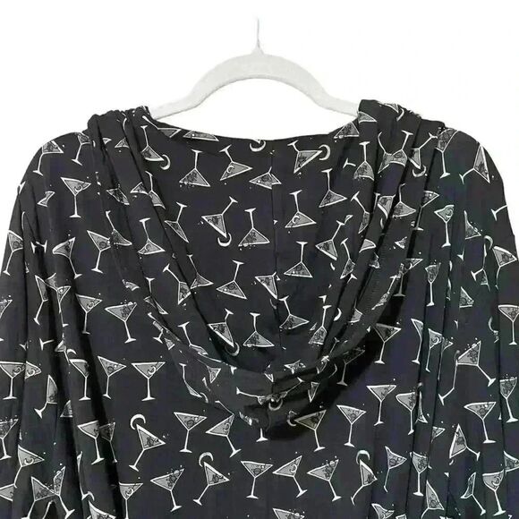 MeUndies Robe XL/2XL Black Cocktail Print Full Length Lounge Sleepwear NWOT - Picture 7 of 7